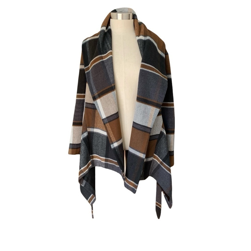 Shawl collar belt tie jacket coat - Picture 7 of 8